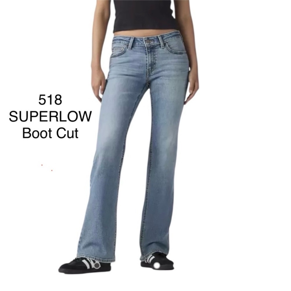 Levi's 518 Super low boot cut jeans Light sand wash thighs & butt Y2K Sz Jr 9